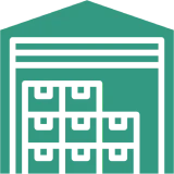 Warehouse icon with stacked boxes
